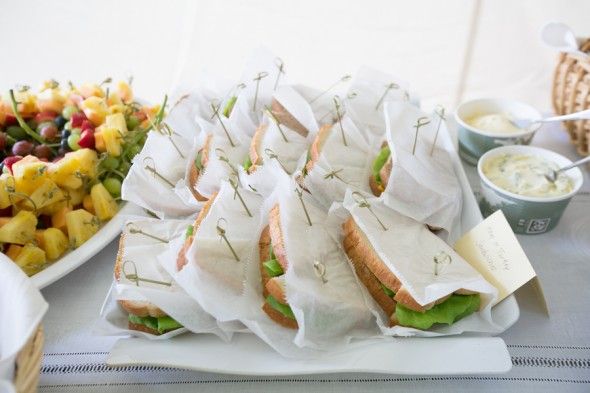 Simple Sandwiches at a Lakeside Cabin Wedding Reception