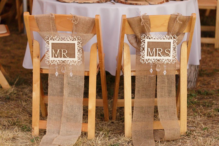 Burlap Mr. & Mrs. Chair Signs