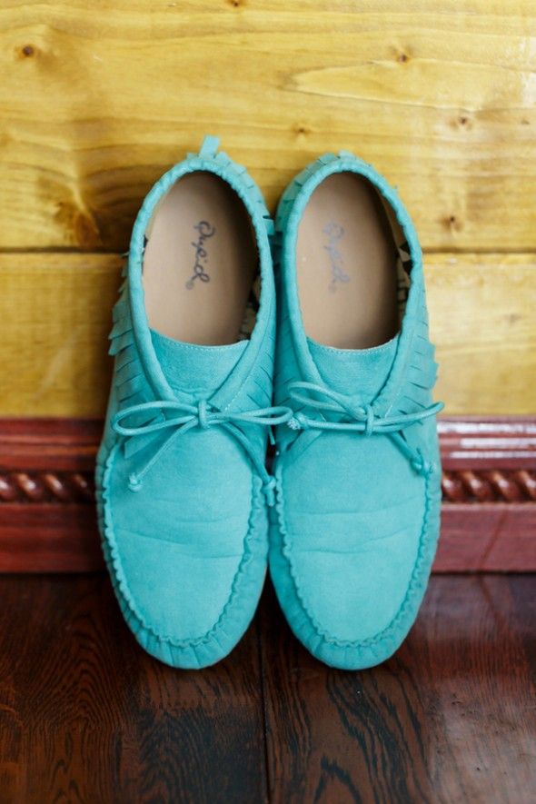 Rustic Bridal Shoes Turquoise Fringed Moccasins 