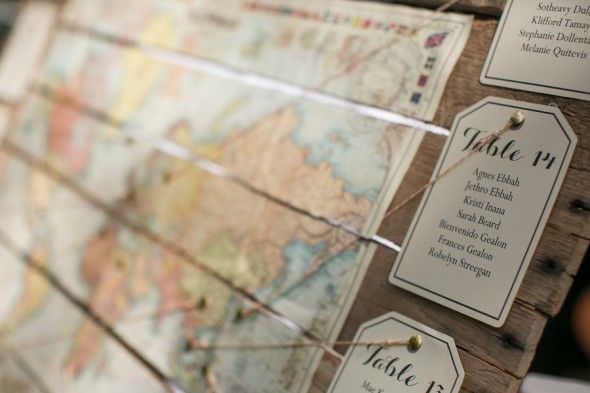 Travel Theme Wedding Map Table Numbers