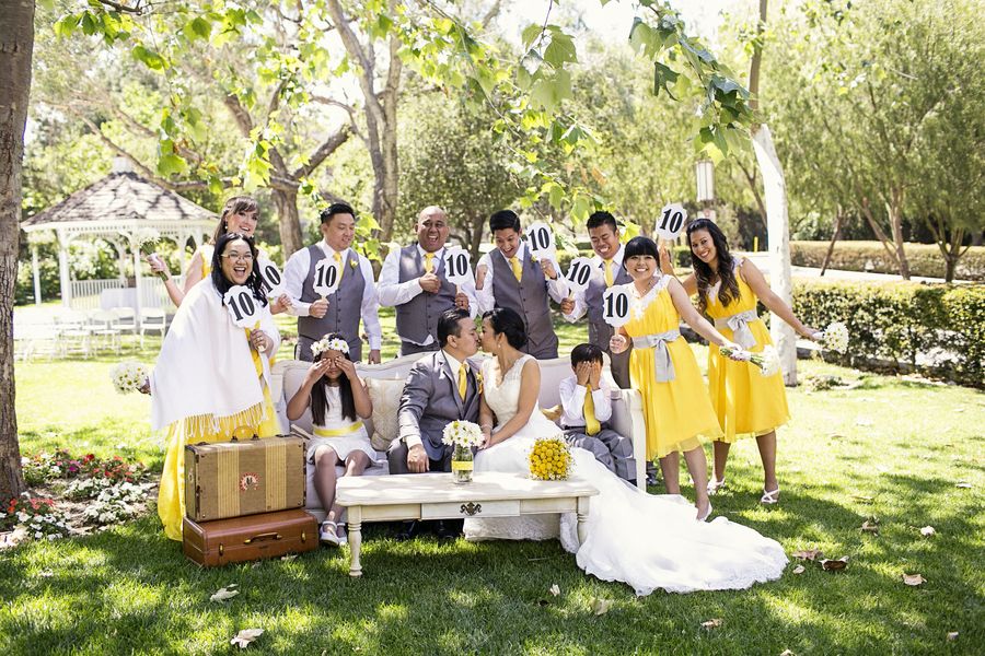 The Wedding Party on Yellow, White and Grey