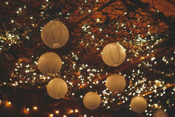 Paper Globes Light Up This Rustic Wedding Venue