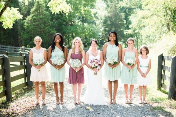 Bridesmaids in Mint Green Dresses