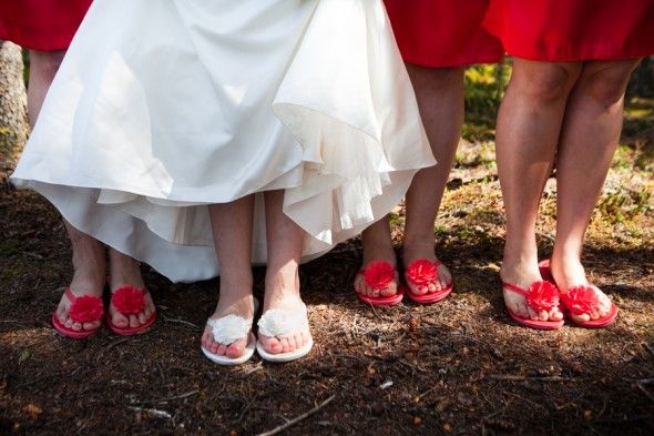 Rustci Wedding Bride and Bridesmaids in Flip Flops