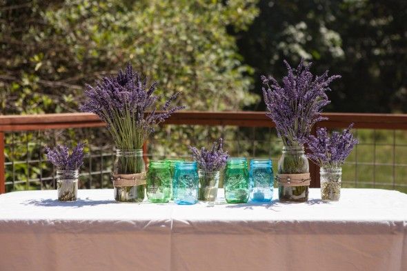 Rustic Wedding Table Decor Mason Jars and Lavender