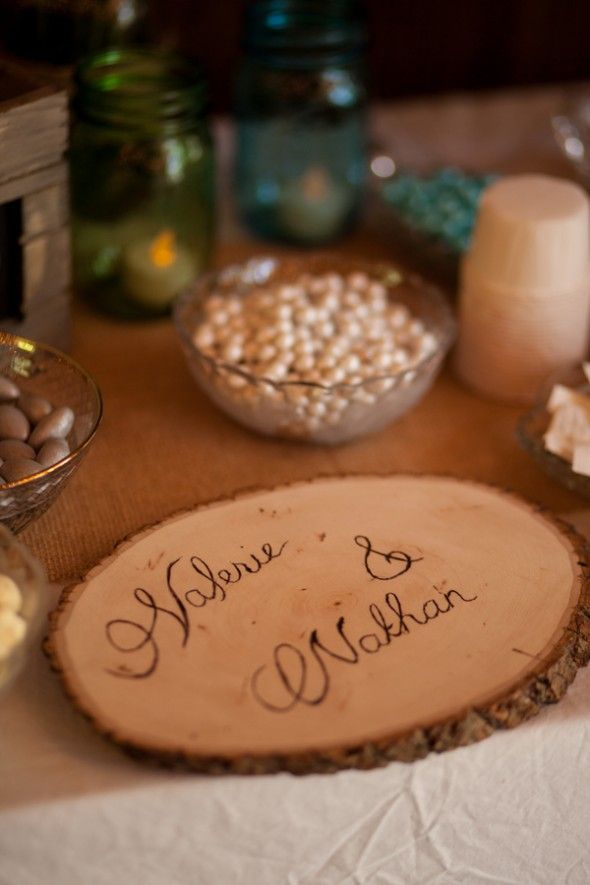 Wedding Couples Names Carved on a Wood Slab