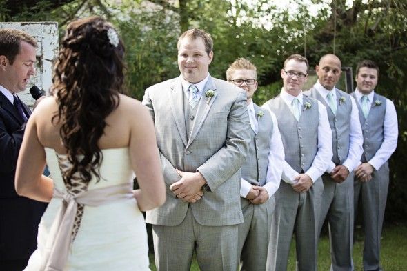Exchanging Vows in a Outdoor Wedding Ceremony