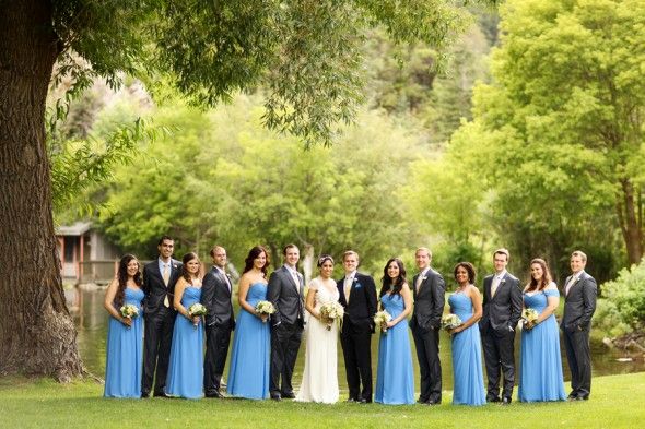 Bride and Groom With Bridesmaids and Groomsmen