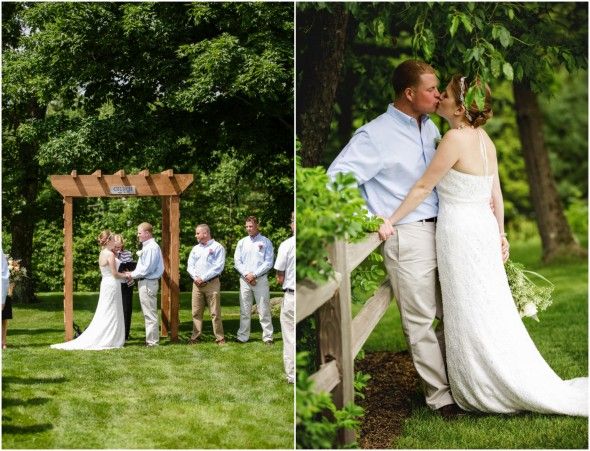 Exchanging Vows Outside in a Backyard Wedding