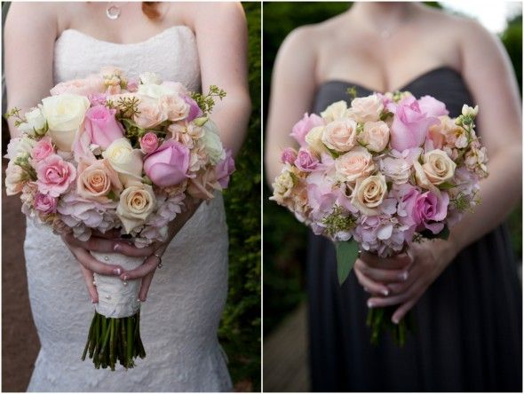Bride and Maid of Honor Roses Wedding Bouquets