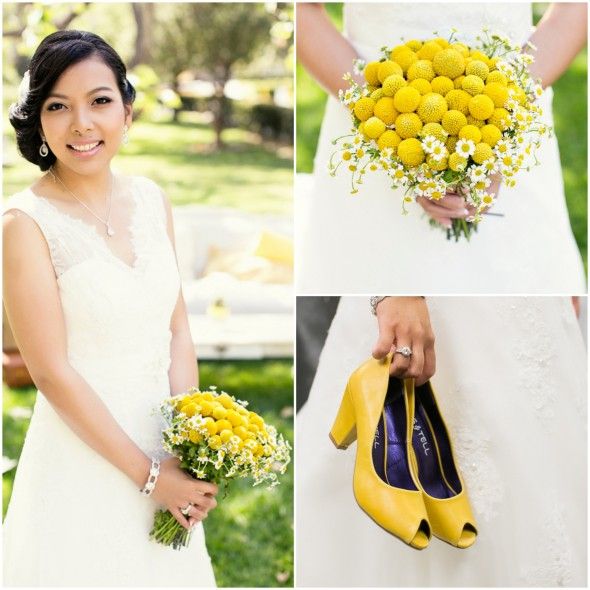 Yellow For This Brides Bouquet and Shoes