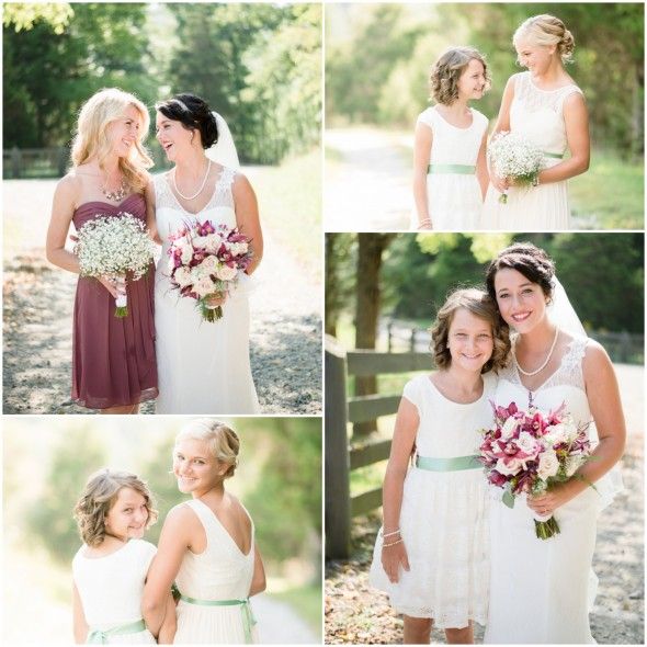 Country Bride with Maid of Honor and Junior Bridesmaids