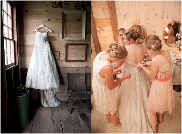 Lace Wedding Dress Bride with Bridesmaids