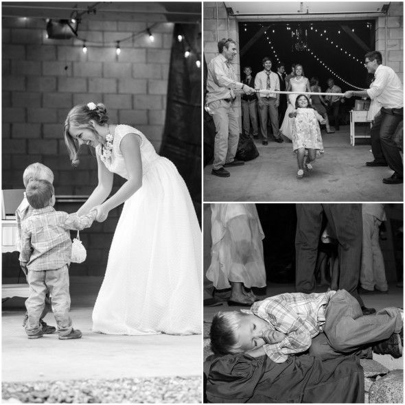 Bride and her Youngest Guests at a Rustic Wedding Reception