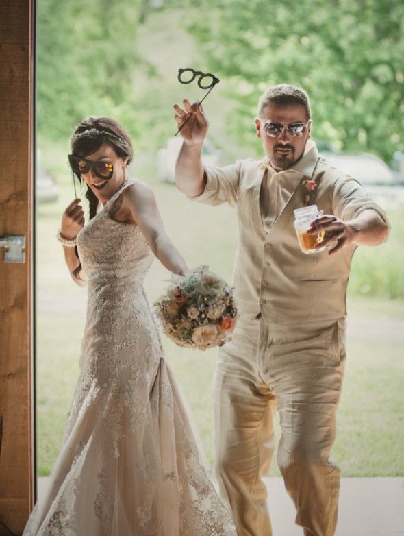 Bride and Groom Join the Fun at a Country Wedding