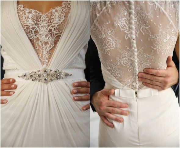 Exquisite Wedding Dress with lace Insets Front and Back