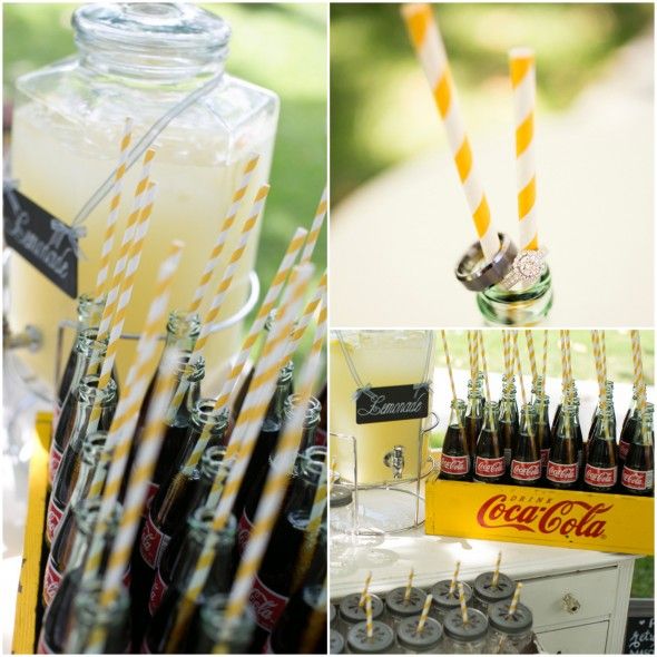 Wedding Color Theme Yellow Straws and Drinks