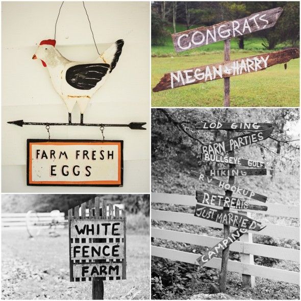 White Fence farm Wedding Venue Signs