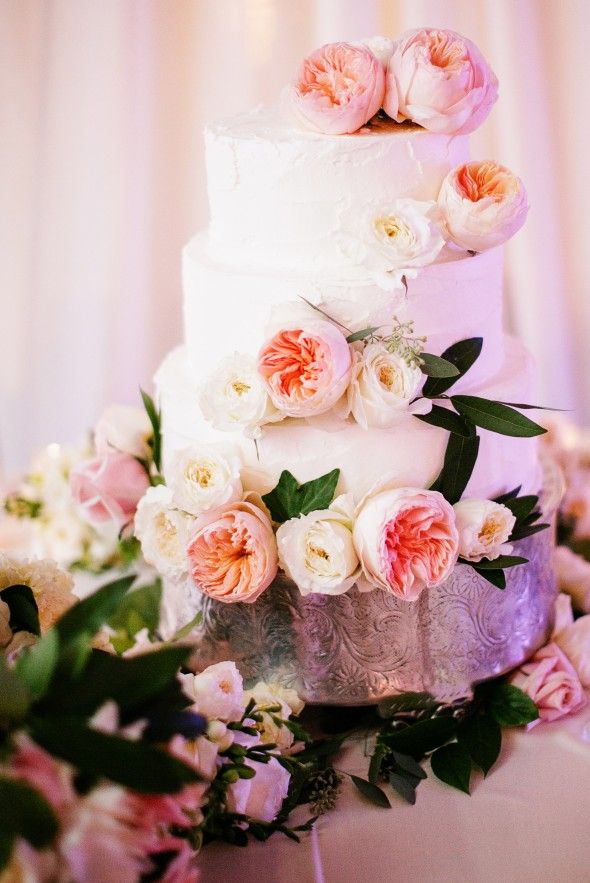 White & floral Wedding Cake