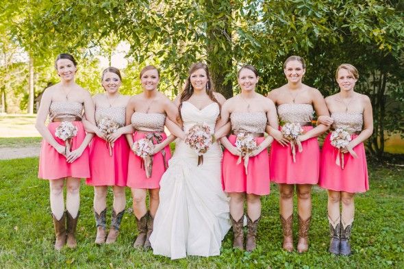 Cowboy boots on bridesmaids
