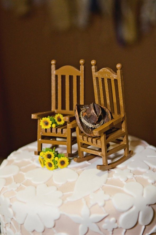 Miniature Rocking Chairs Wedding Cake Topper