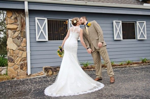 Country Bride and Groom and Barn Wedding Reception