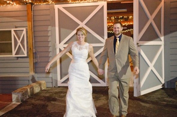 Country Bride and Groom and Barn Wedding Reception