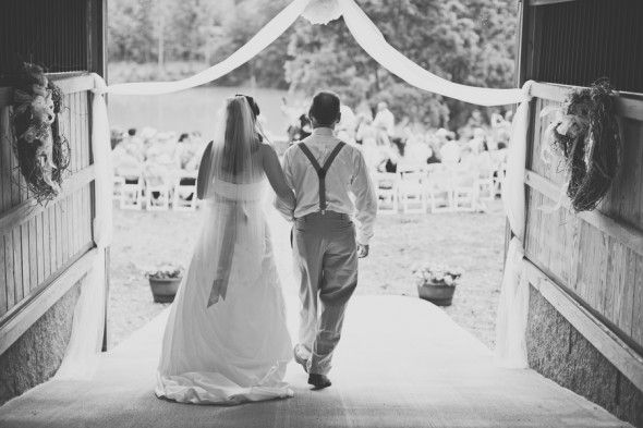Headed Down the Aisle of an Outdoor Wedding Ceremony