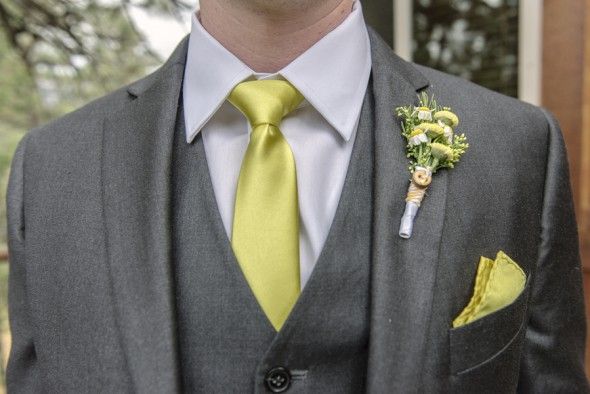The Groom in Yellow Tie and Boutineer