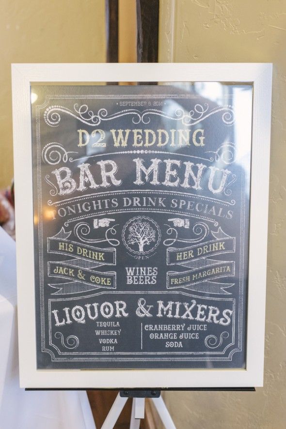 Wedding Sign Bar Menu