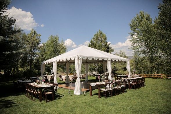 Outdoor Wedding Reception Tables and Tent
