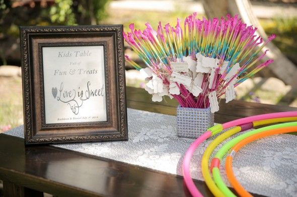Kids Table of Treats at Rustic Wedding