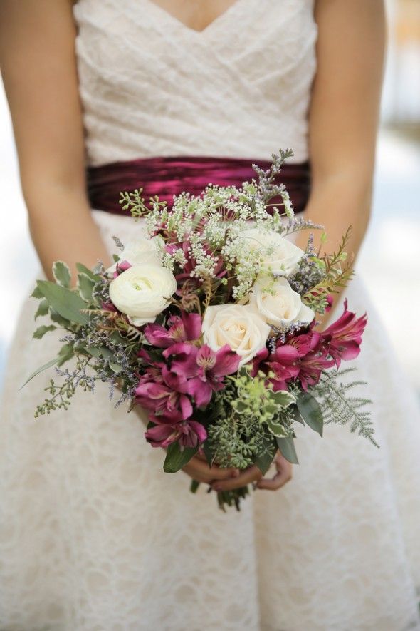 Purple and White Bridesmaids Bouquet