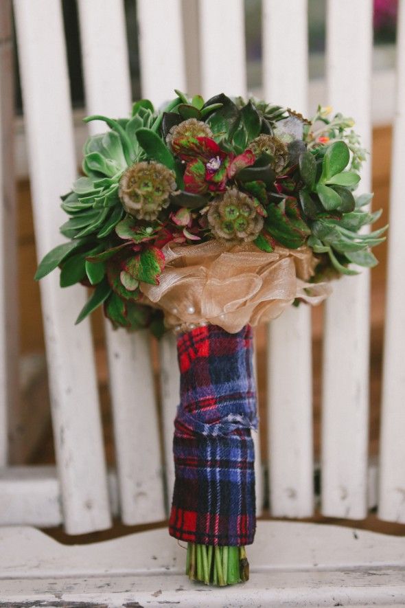 Plaid Wrapped Wedding Bouquet