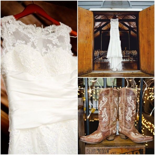 Lace Wedding Dress and Cowboy Boots