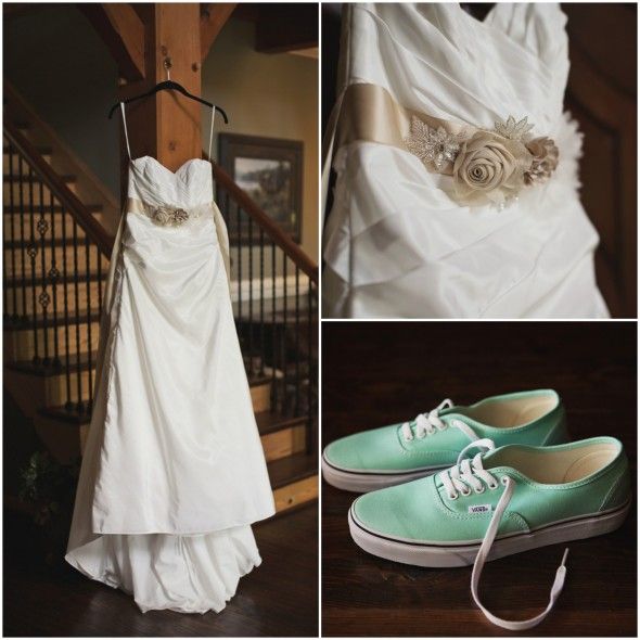 Wedding Dress and Mint Green Vans Sneakers