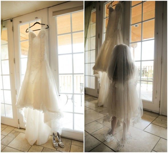 Beaded Wedding Dress and Lace Veil