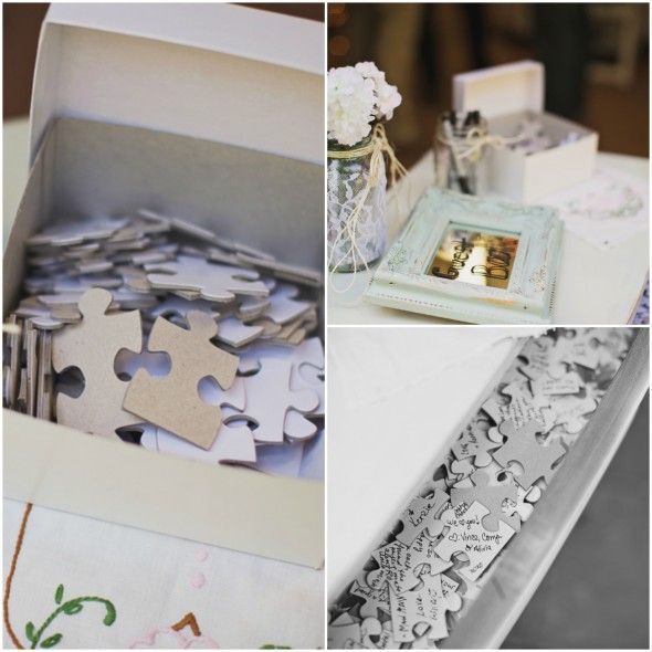 Wedding Guest Book as Pieces of a Puzzle