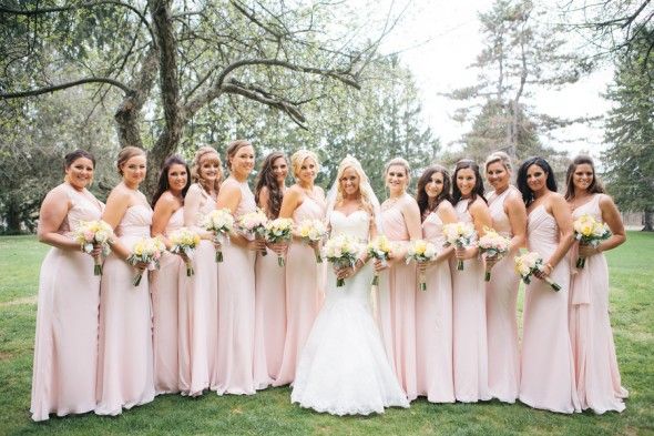 Wedding Party In Light Pink Long Gowns