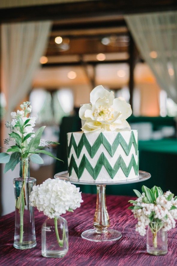 Green and White Wedding Cake