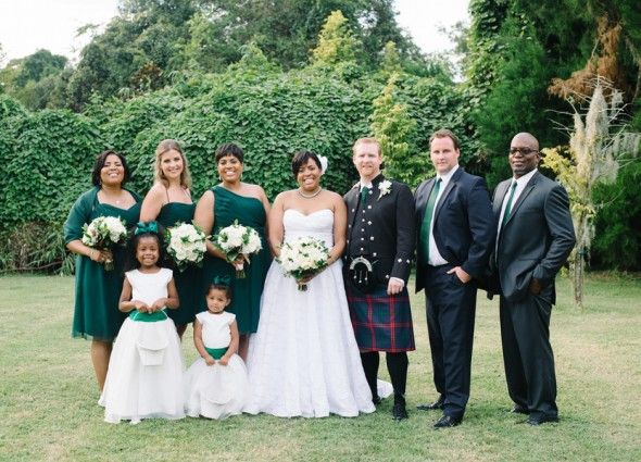 Southern Wedding Party with Groom in Kilt