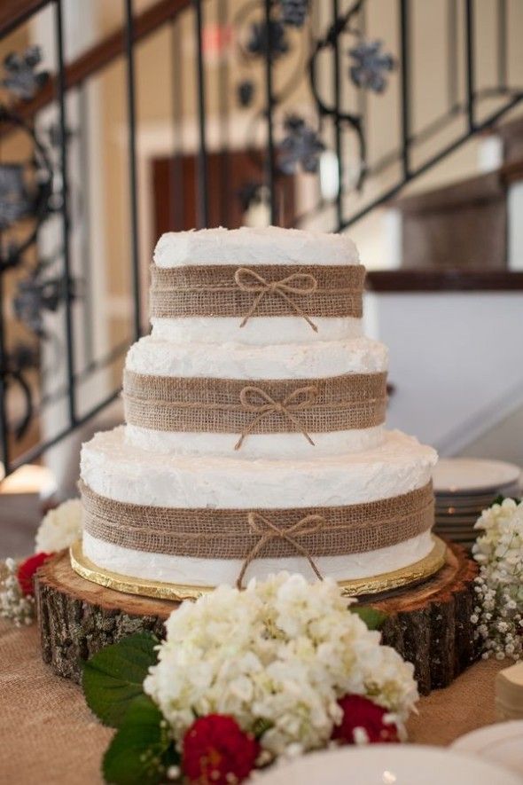 Burlap Cake- From 10 Great Ways To Use Burlap At Your Wedding