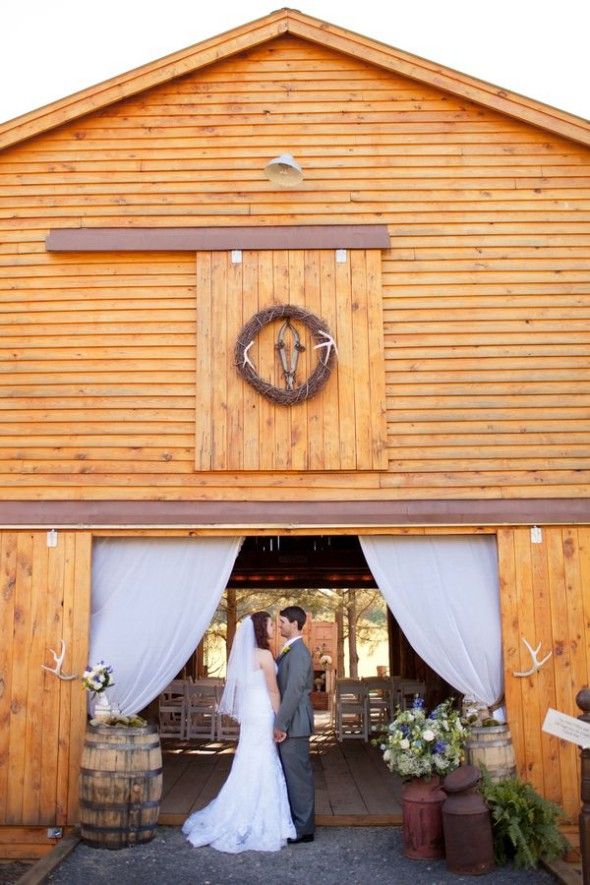 White Drapes For A Barn Wedding