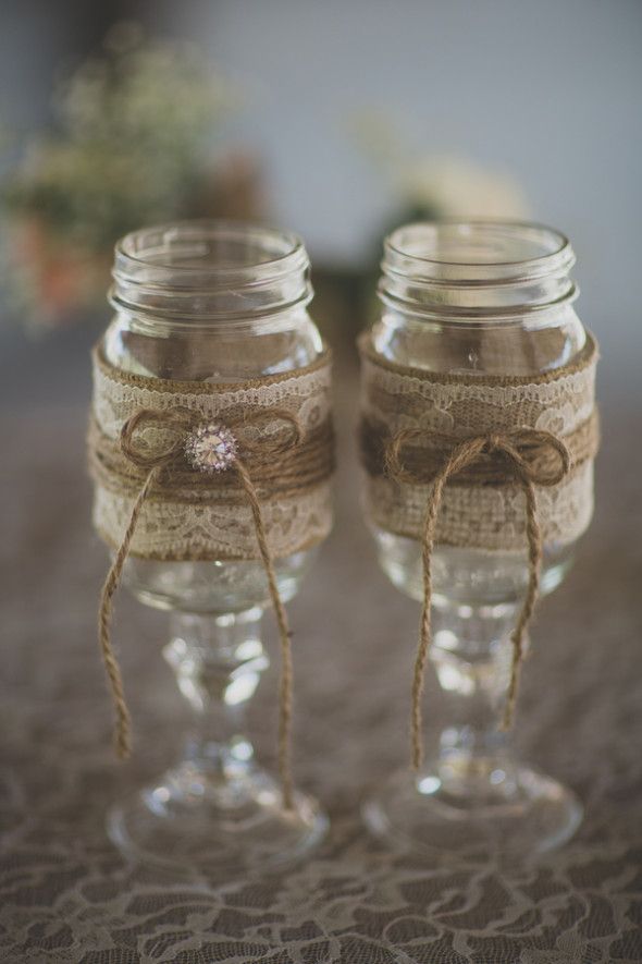 Mason Jar Wine Glasses From Los Angeles Rustic Wedding With Amazing Details And Stunning Ideas