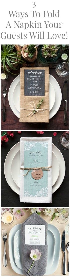 3 Great Ways To Fold A Napkin For Your Dinner Party or Wedding That Will Stun Your Guests