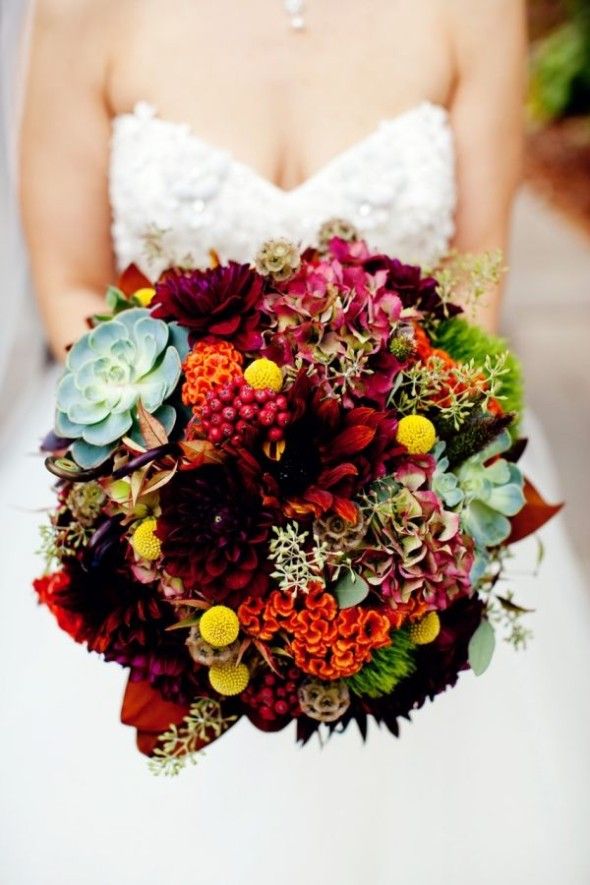 30 Fall Wedding Bouquets - Rustic Wedding Chic