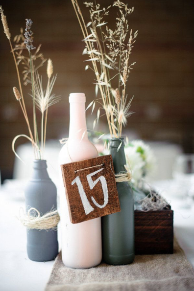 Handmade wedding table number/menu holders for wine bottles,all colours! 