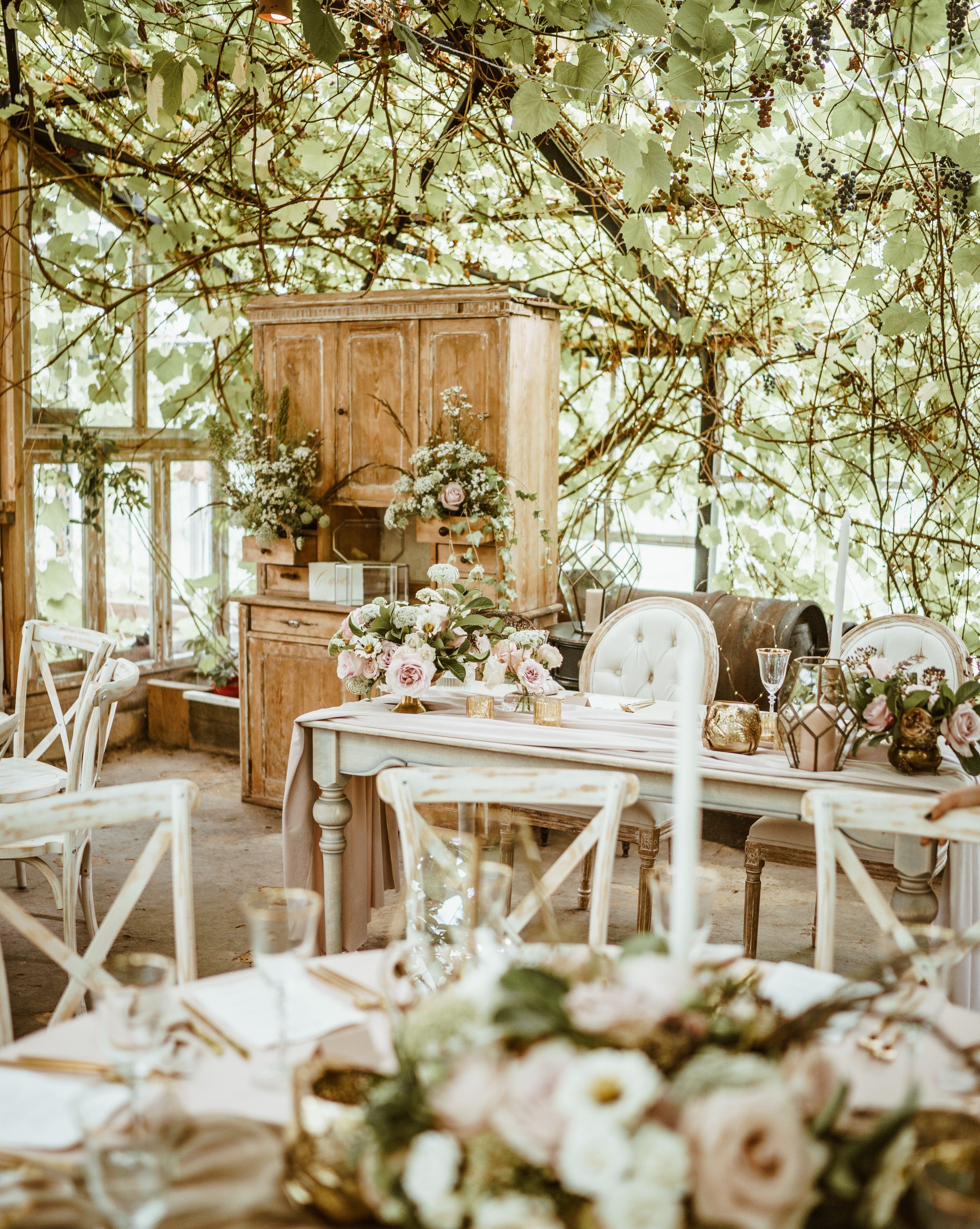 greenhouse wedding decor