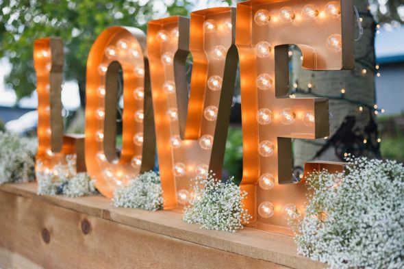 Large Love sign at wedding