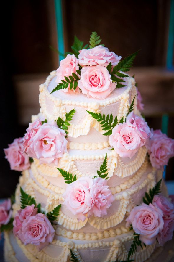 Pink Floral Wedding Cake